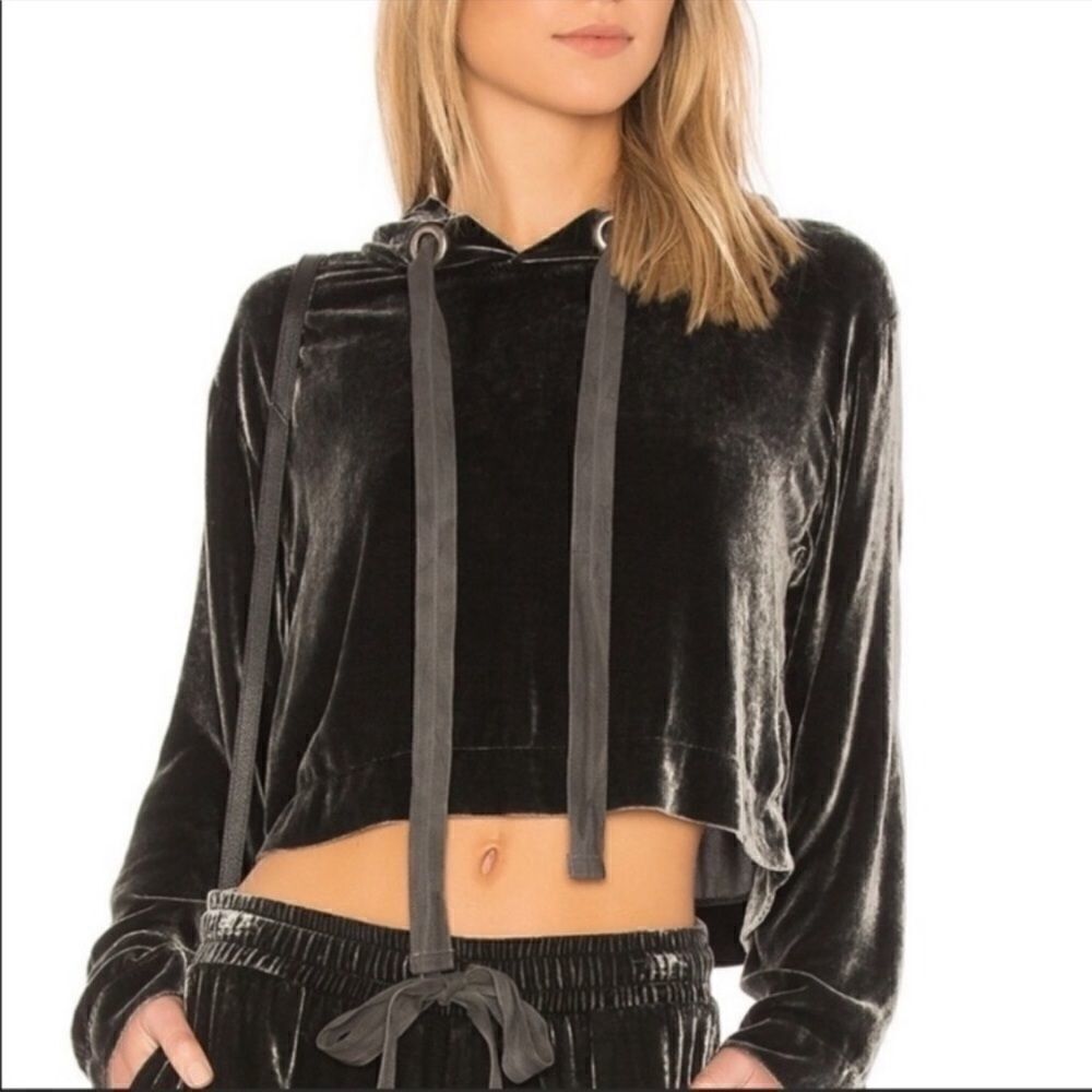Cloth & Stone Black Velvet Hoodie